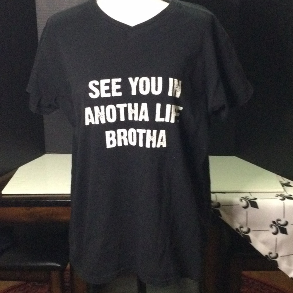 Black Short Sleeve Vneck “See You In Anotha Life Brotha” Desmond from Lost